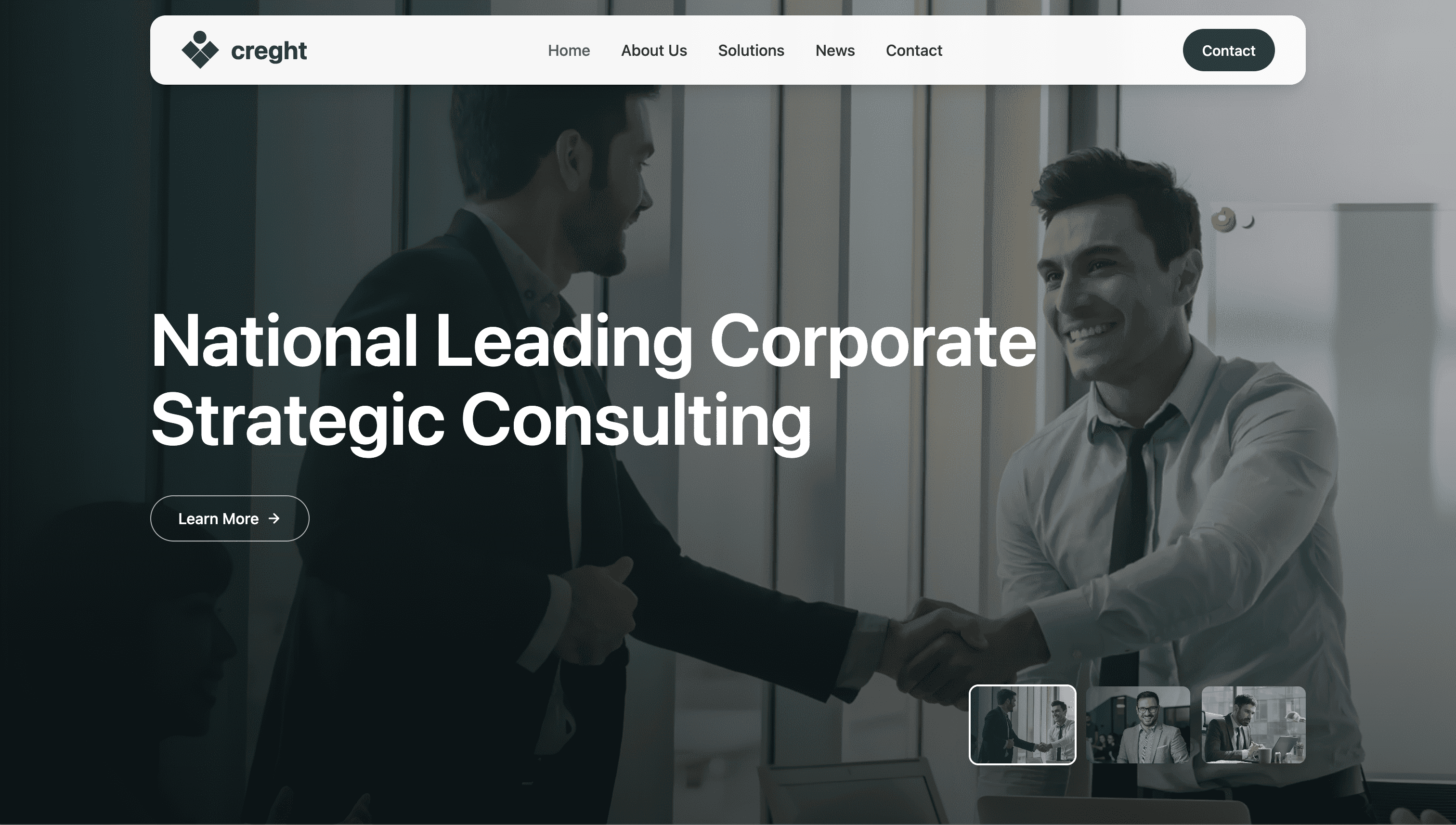 a premium corporate strategic consulting landing page preview