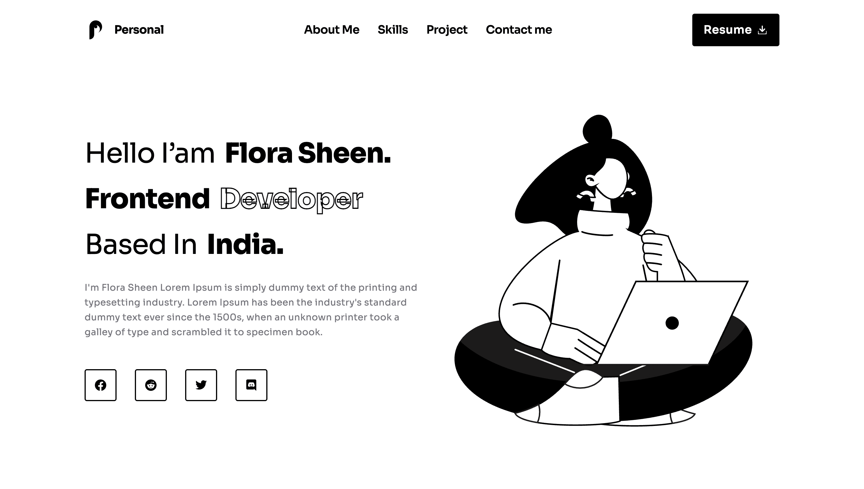 personal portfolio homepage preview